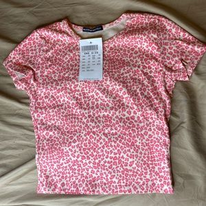 brandy melville pink leopard top